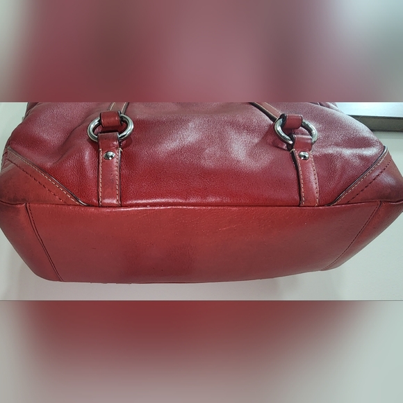 Coach RED Leather Gallery East West Tote Purse Turnlock Bag Vintage f0820-f11525 - Picture 8 of 13